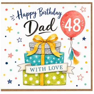 48th Birthday Card for Dad, Happy Birthday Dad Card, With Love Gift Design