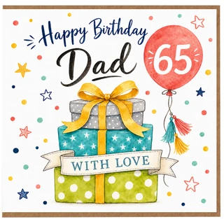 65th Birthday Card for Dad, Happy Birthday Dad Card With Love Gifts Design