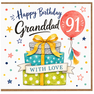 Granddad 91st Birthday Card, Happy Birthday Grandad With Love Card