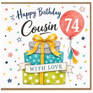 74th Birthday Card for Cousin, Happy Birthday With Love Gift Design
