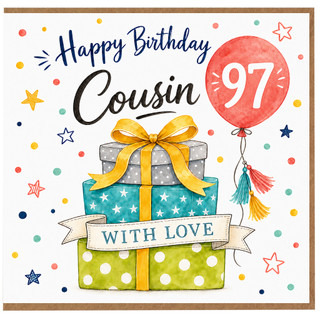 Cousin 97th Birthday Card, Happy Birthday With Love Gift Design