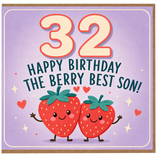 32nd Birthday Card for Son, Happy Birthday The Berry Best Son Card