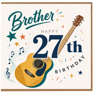 Brother 27th Birthday Card, Musical Guitar Birthday Card