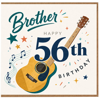 Brother 56th Birthday Card, Musical Guitar Birthday Card