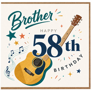 Brother 58th Birthday Card, Music Guitar Design