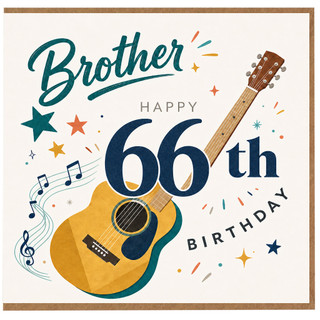 Brother 66th Birthday Card, Musical Guitar Birthday Card