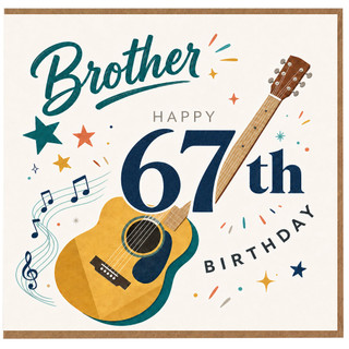 Brother 67th Birthday Card, Musical Guitar Happy Birthday Card