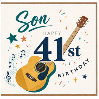 Son 41st Birthday Card, Happy Birthday Guitar Music Card