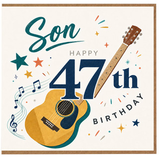 Son 47th Birthday Card, Musical Guitar Birthday Card