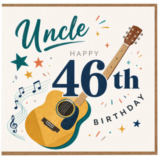 Uncle 46th Birthday Card, Happy 46th Birthday Guitar Music Card