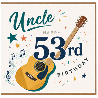Uncle 53rd Birthday Card, Musical Guitar Happy Birthday Card