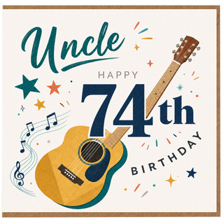 Uncle 74th Birthday Card, Musical Guitar Birthday Card for Uncle