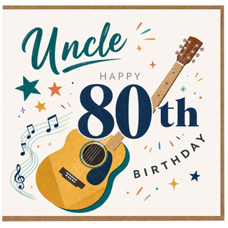 Uncle 80th Birthday Card, Musical Birthday Card