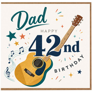 Dad 42nd Birthday Card, Musical Guitar Birthday Card for Dad