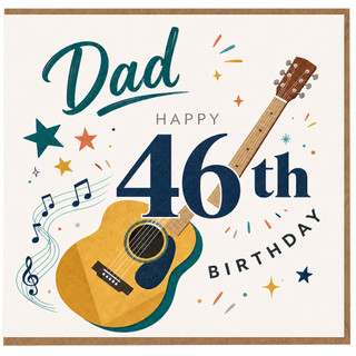 Dad 46th Birthday Card, Happy Birthday Guitar Design