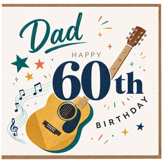 Dad 60th Birthday Card, Happy 60th Birthday Musical Guitar Design