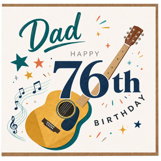 Dad 76th Birthday Card, Musical Guitar Birthday Card for Dad