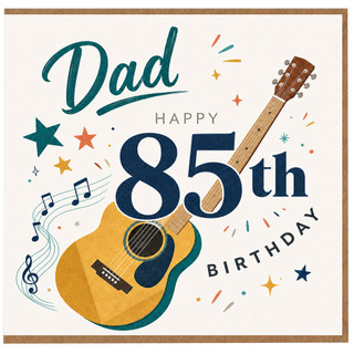 Dad 85th Birthday Card, Musical Guitar Happy Birthday Card