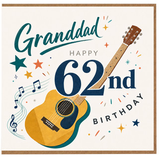 Granddad 62nd Birthday Card, Musical Guitar Birthday Card for Grandad