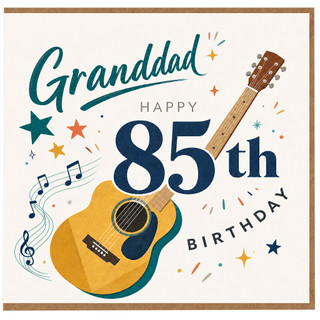 Granddad 85th Birthday Card, Musical Guitar Birthday Card