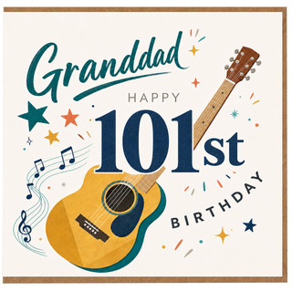 Granddad 101st Birthday Card, Musical Guitar Birthday Card