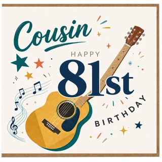 81st Birthday Card for Cousin, Musical Guitar Birthday Card
