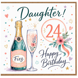 Daughter 24th Birthday Card, Happy Birthday Fizz Bottle Design