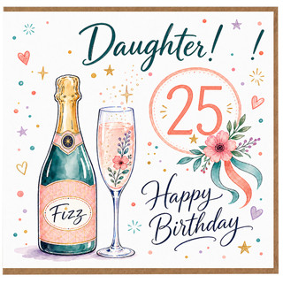 Daughter 25th Birthday Card, Happy Birthday Fizz Celebration Design