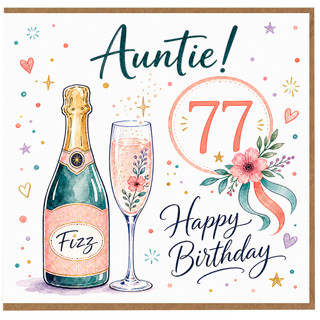 77th Birthday Card for Auntie, Happy Birthday Auntie Card