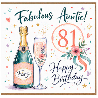 Auntie 81st Birthday Card, Fabulous Auntie Happy Birthday Card