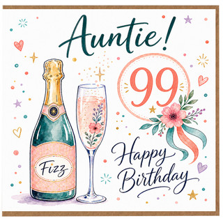 Auntie 99th Birthday Card, Happy Birthday Card for Auntie
