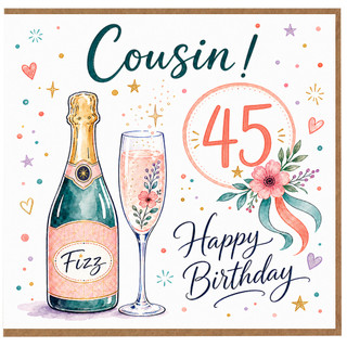 45th Birthday Cousin Card, Happy Birthday Cousin 45 Card