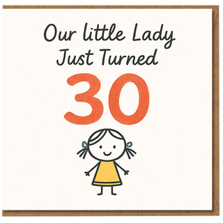 30th Birthday Card for Daughter - Our Little Lady Just Turned 30 - Cute Doodle Illustration
