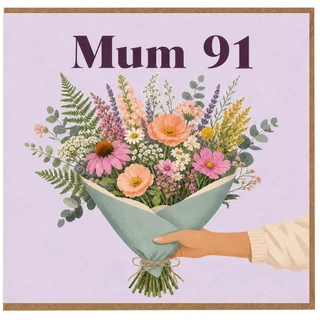 91st Birthday Card for Mum - Floral Bouquet Design