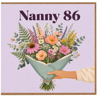 Nanny 86th Birthday Card, Floral Bouquet Birthday Card
