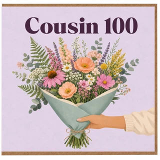Cousin 100th Birthday Card, Floral Bouquet Design