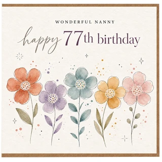 Nanny 77th Birthday Card, Wonderful Nanny Happy 77th Birthday Floral Card