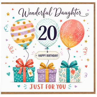 Daughter 20th Birthday Card, Wonderful Daughter Happy Birthday Card, Just for You