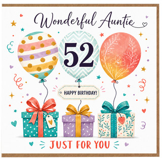 52nd Birthday Card for Auntie, Wonderful Auntie Happy Birthday Card