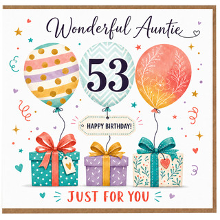 53rd Birthday Card for Auntie, Wonderful Auntie Happy Birthday Card