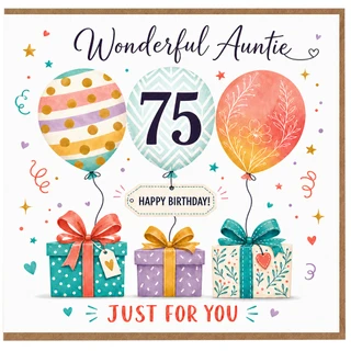 75th Birthday Card for Auntie, Wonderful Auntie Happy Birthday Card