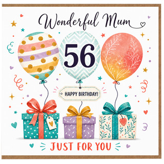 56th Birthday Card for Mum, Wonderful Mum Happy Birthday Card