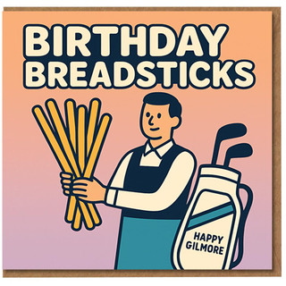 Funny Birthday Card - 'Birthday Breadsticks' Golf Pun with Breadsticks and Golf Bag - For Golfer, Fan, Dad, Friend