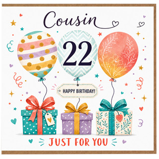 22nd Birthday Card for Cousin, Happy Birthday Just For You Card