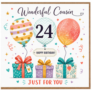 24th Birthday Card for Cousin, Wonderful Cousin Happy Birthday Card
