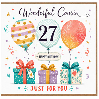 27th Birthday Card for Cousin, Wonderful Cousin Happy Birthday Card