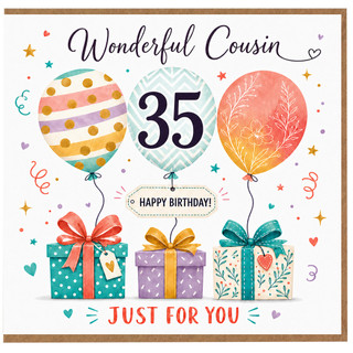 35th Birthday Cousin Card, Wonderful Cousin Happy Birthday Card