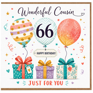 66th Birthday Card for Cousin, Wonderful Cousin Happy Birthday Card