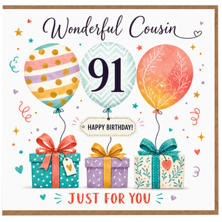 Cousin 91st Birthday Card, Wonderful Cousin Happy Birthday Card