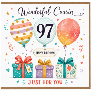 97th Birthday Card for Cousin, Wonderful Cousin Happy Birthday Card